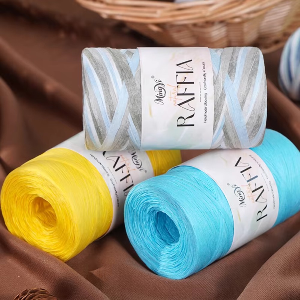 DIY Multi-Colored Raffia Yarn  - مراجعة Crochet Bag Raffia وسعره