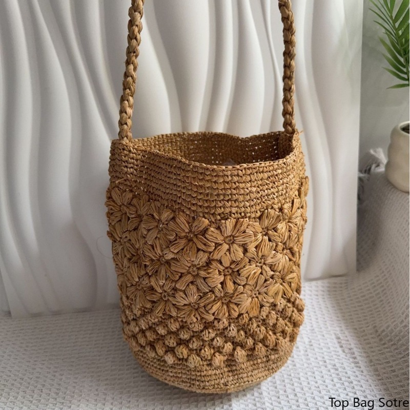 Women's Crochet Raffia Bucket  - مراجعة Crochet Bag Raffia وسعره