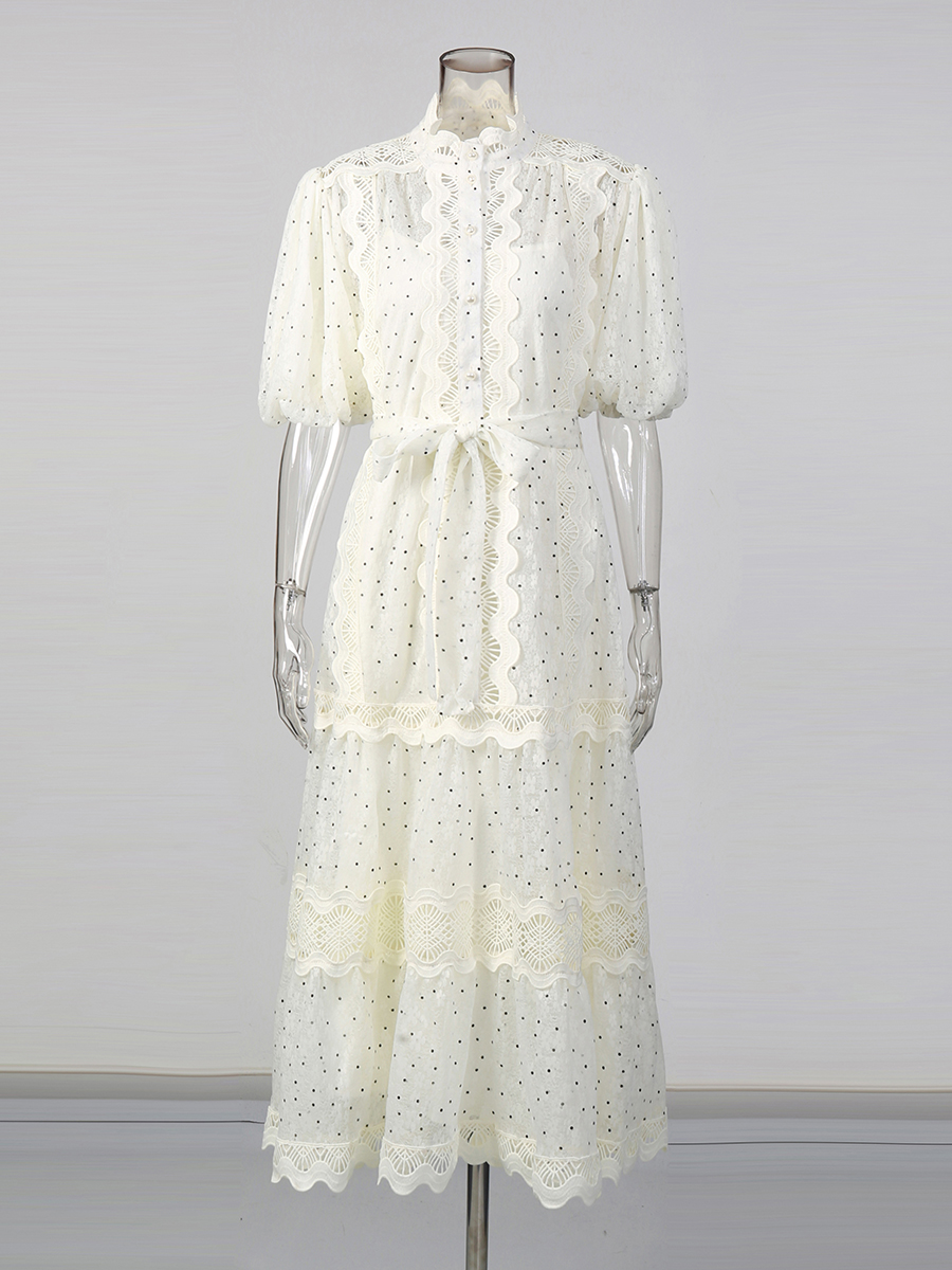 TWOTWINSTYLE Dot Print Sheer D - مراجعة Linen Dress Wrap وسعره