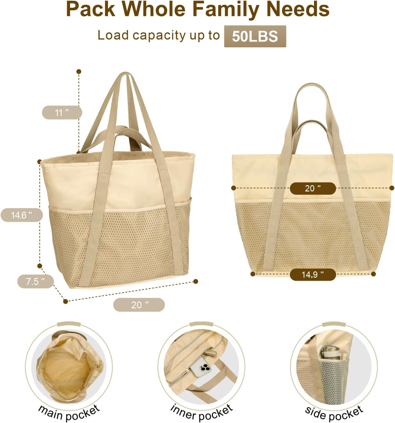 Waterproof Beach Bags for Wome - مراجعة Tote Bag Beach وسعره