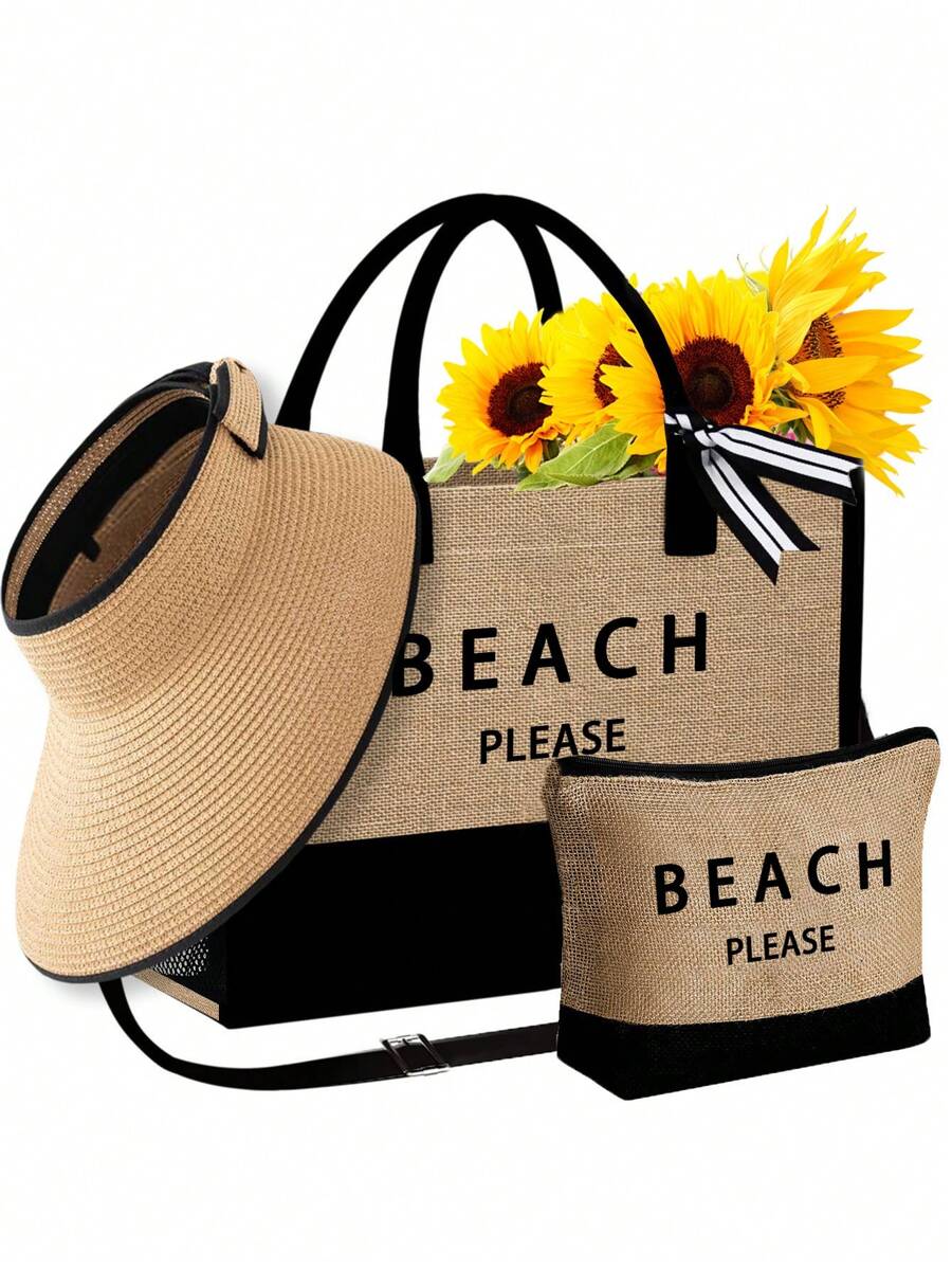 Beach Tote Bag Set With Sun Vi - مراجعة Tote Bag Beach وسعره