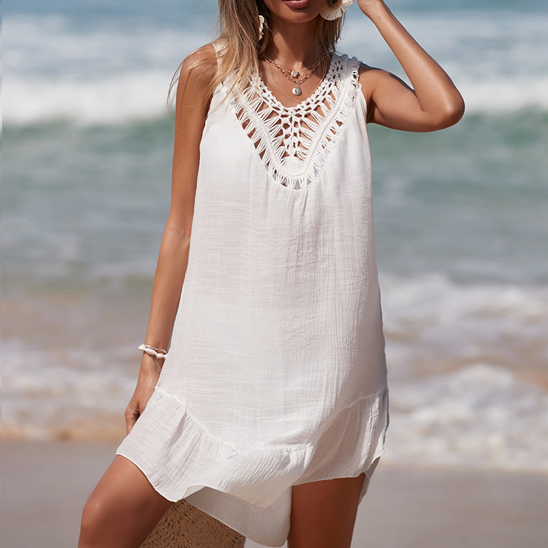 Women V-Neck Backless Hollow O - مراجعة Cover Up Kaftan وسعره