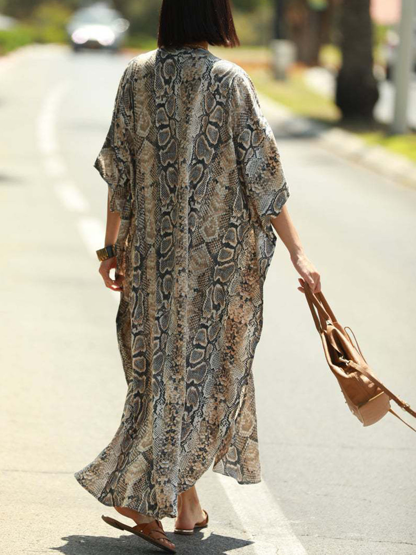 Bohemian Print Beach Cover-Up  - مراجعة Cover Up Kaftan وسعره