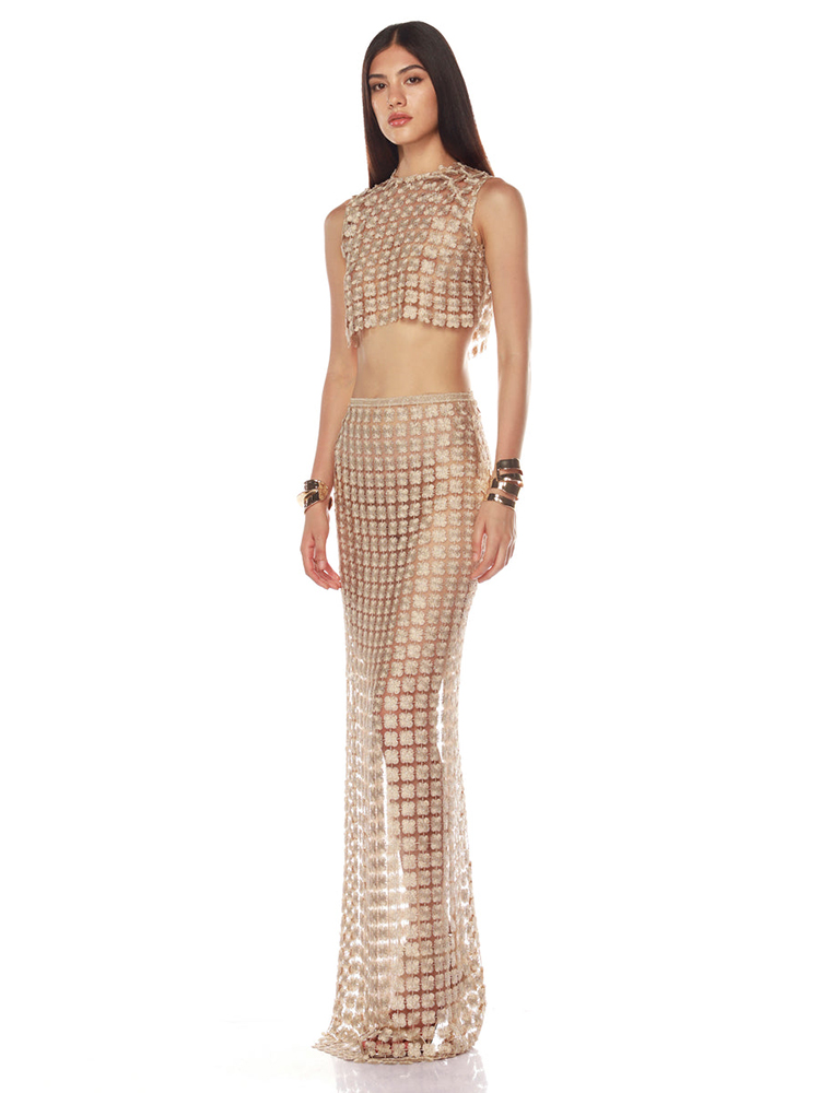 VC Stylish Beige Sleeveless Cr - مراجعة Crop Top Crochet وسعره