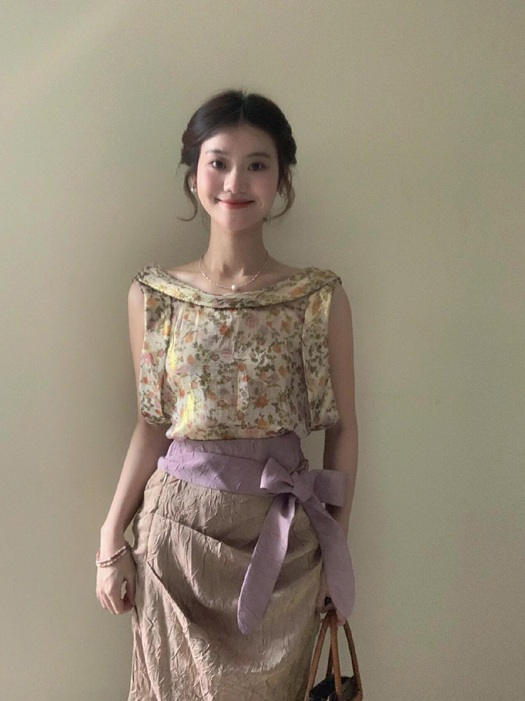 XZY Vintage Floral Sleeveless  - مراجعة Midi Skirt Floral وسعره