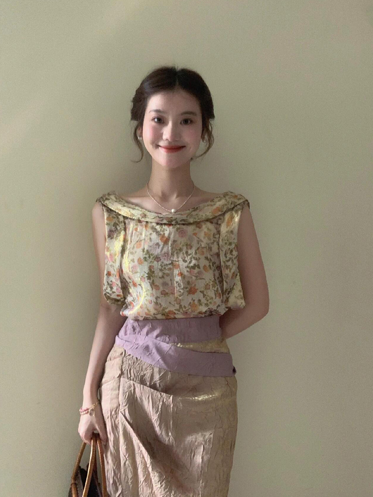 XZY Vintage Floral Sleeveless  - مراجعة Midi Skirt Floral وسعره