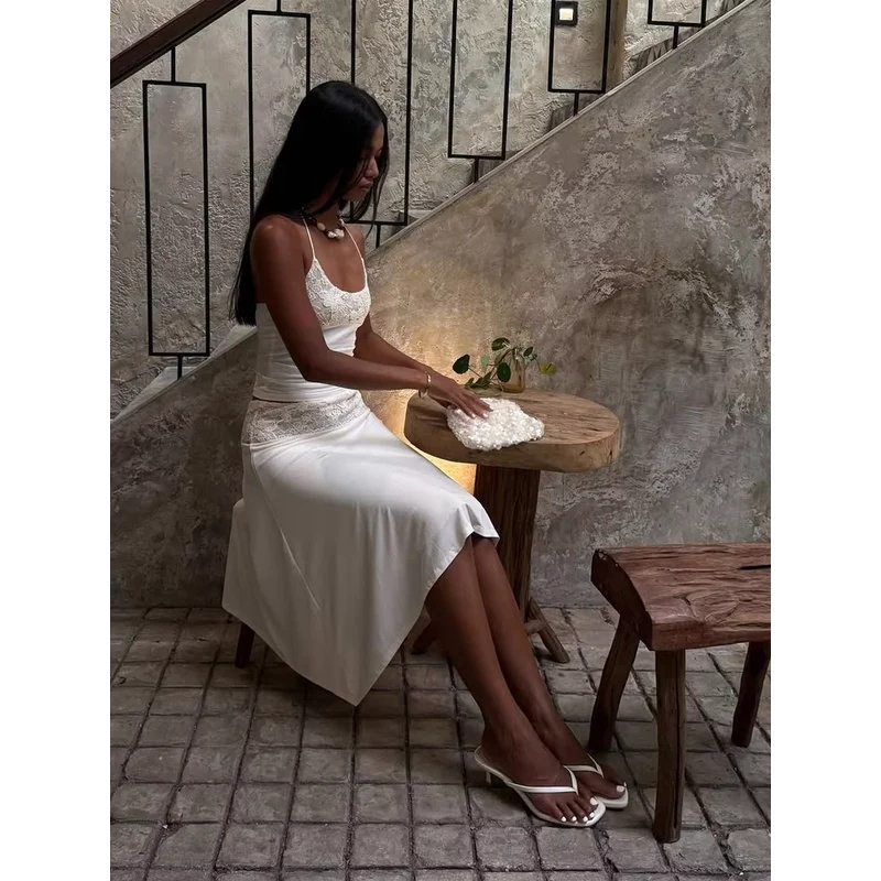 Sexy Lace Patchwork Sling Top  - مراجعة Maxi Dress Halter وسعره