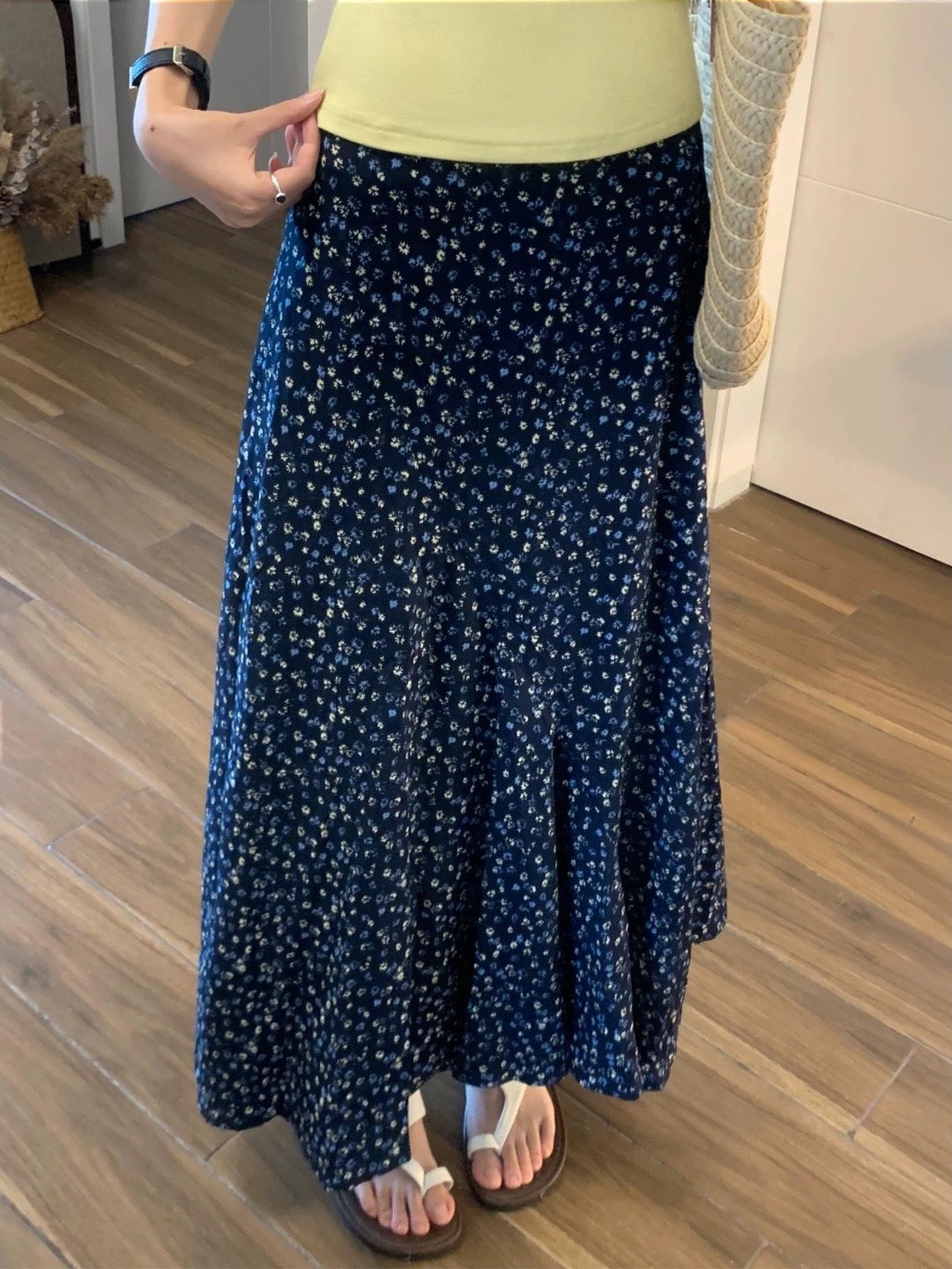 plus Size Floral Print High Wa - مراجعة Midi Skirt Floral وسعره