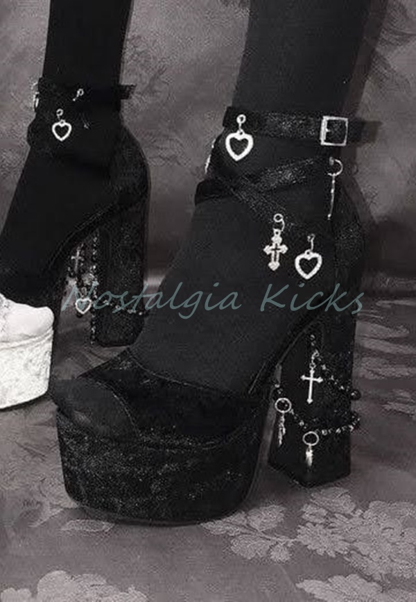 Gothic Black Velvet Platform H - مراجعة Sandal Strappy Heeled وسعره