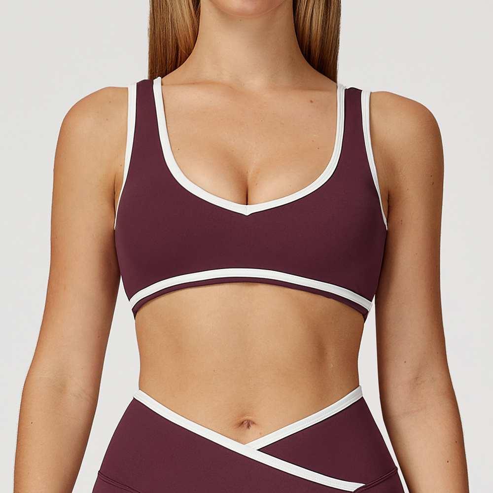 V-Neck Sports Bra Women Top Pu - مراجعة Crop Top Crochet وسعره