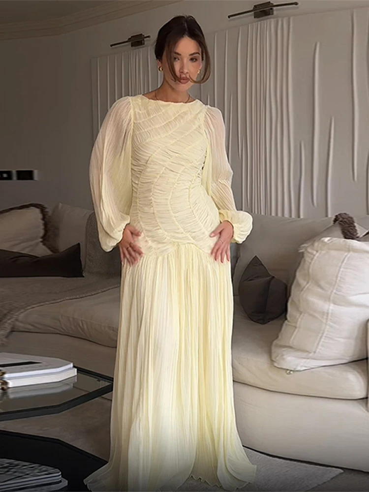 BWQ Elegant Chiffon Pleated Lo - مراجعة Linen Dress Wrap وسعره