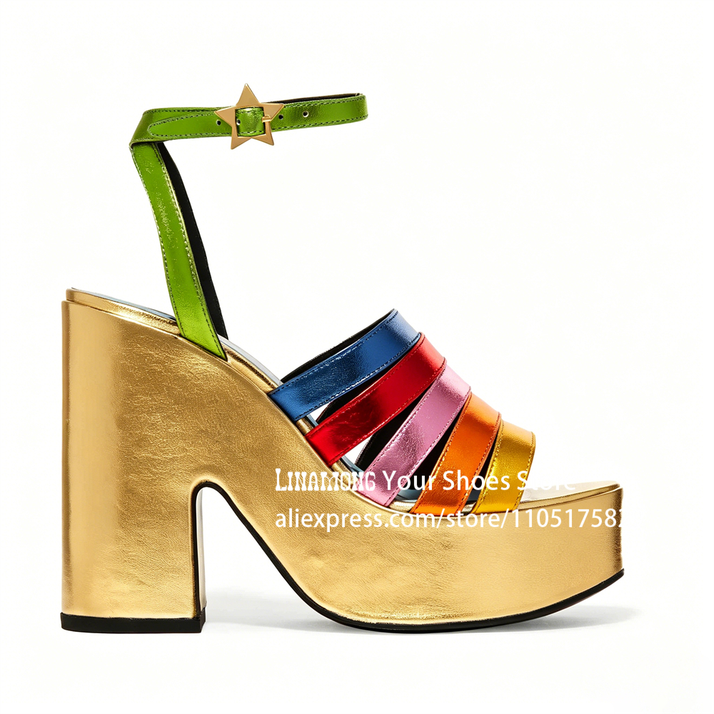 Multicolor Strappy Chunky Heel - مراجعة Sandal Strappy Heeled وسعره