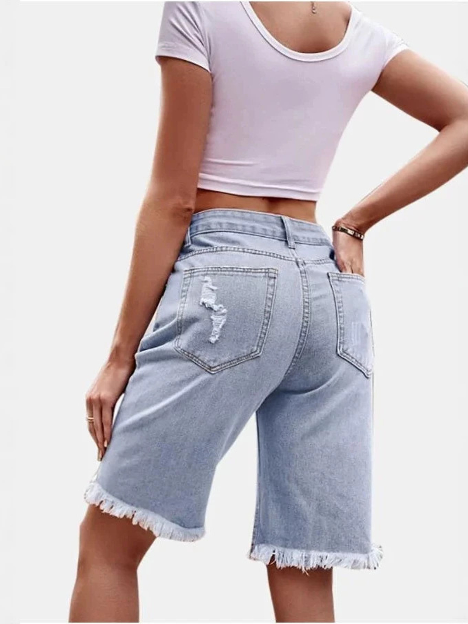 Women's High Waist Ripped Cott - مراجعة Shorts Denim Frayed وسعره