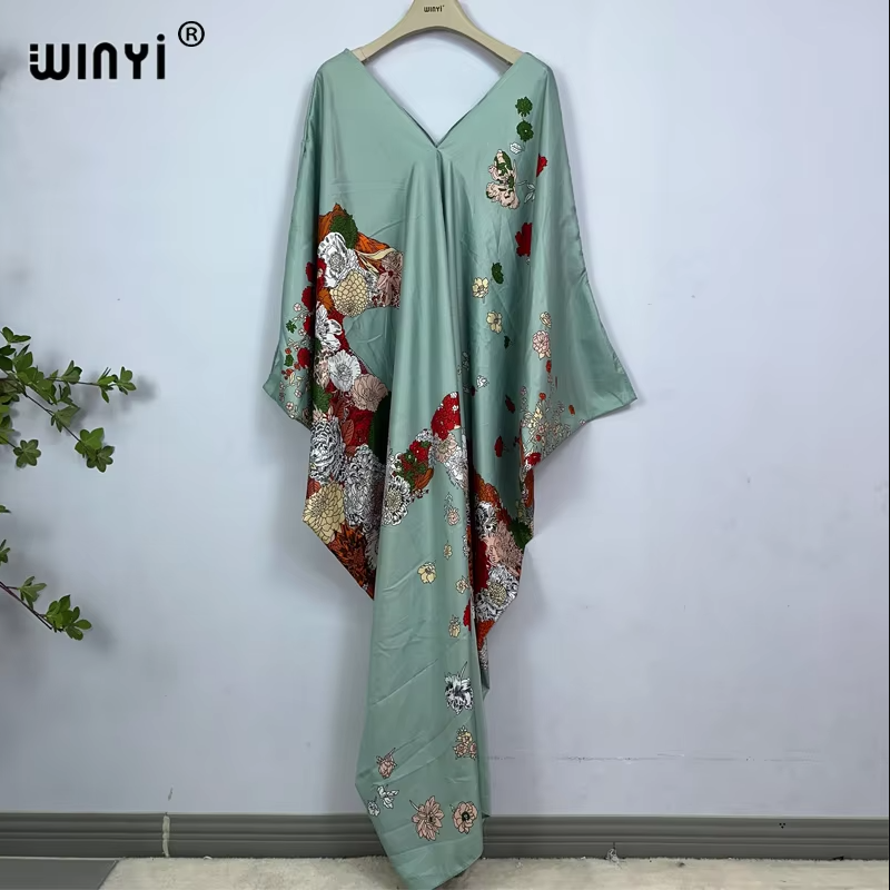 WINYI print summer maxi dress  - مراجعة Cover Up Kaftan وسعره