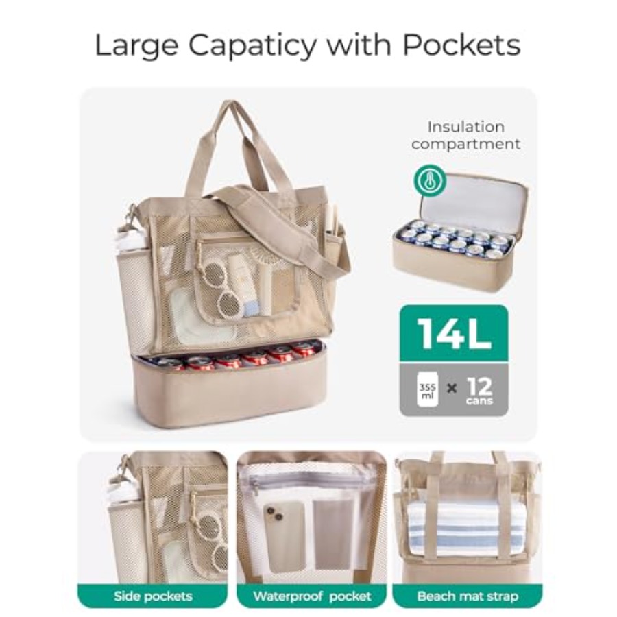 BAGSMART Beach Bag for Women M - مراجعة Tote Bag Beach وسعره