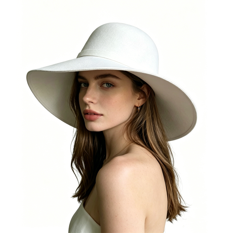 White Dome-shaped Ladies' Hat  - مراجعة Hat Floppy Wide وسعره