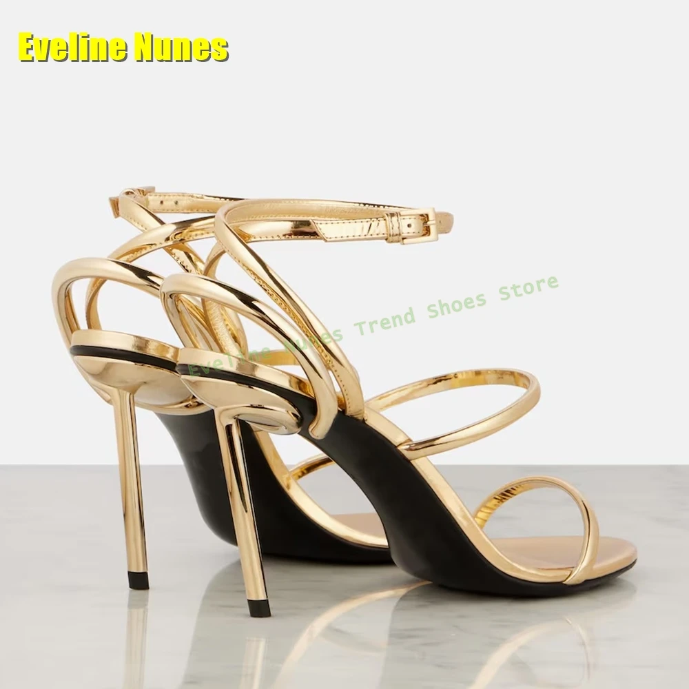 Golden Strappy Metallic Leathe - مراجعة Sandal Strappy Heeled وسعره