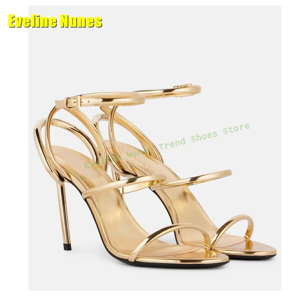 Golden Strappy Metallic Leathe - مراجعة Sandal Strappy Heeled وسعره