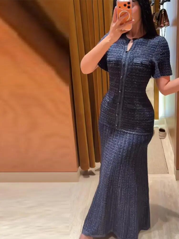 Knitted Slim Maxi Dress Women  - مراجعة Linen Dress Wrap وسعره