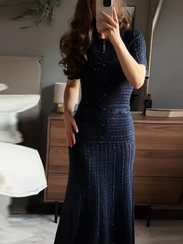 Knitted Slim Maxi Dress Women  - مراجعة Linen Dress Wrap وسعره
