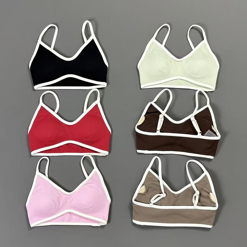 Women Contrastline Yoga Bra V  - مراجعة Crop Top Crochet وسعره