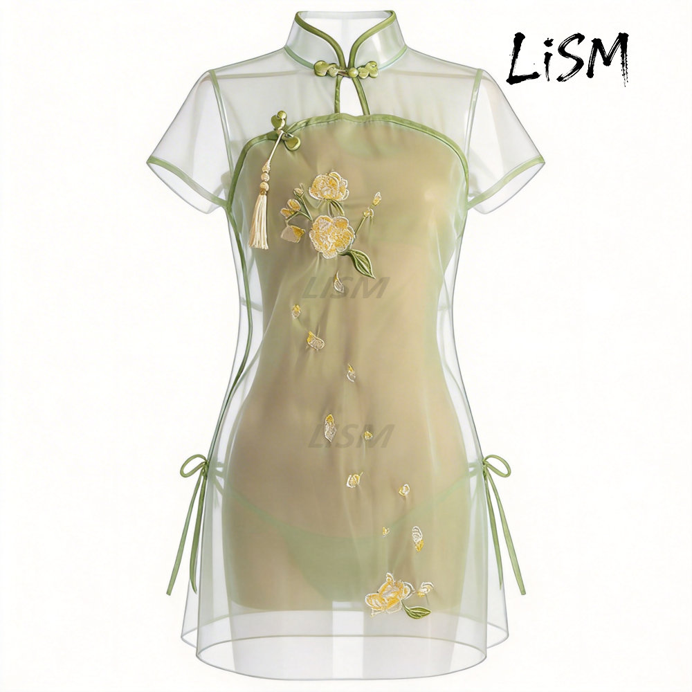 LiSM Women's Cheongsam Pajamas - مراجعة Kimono Sheer Floral وسعره