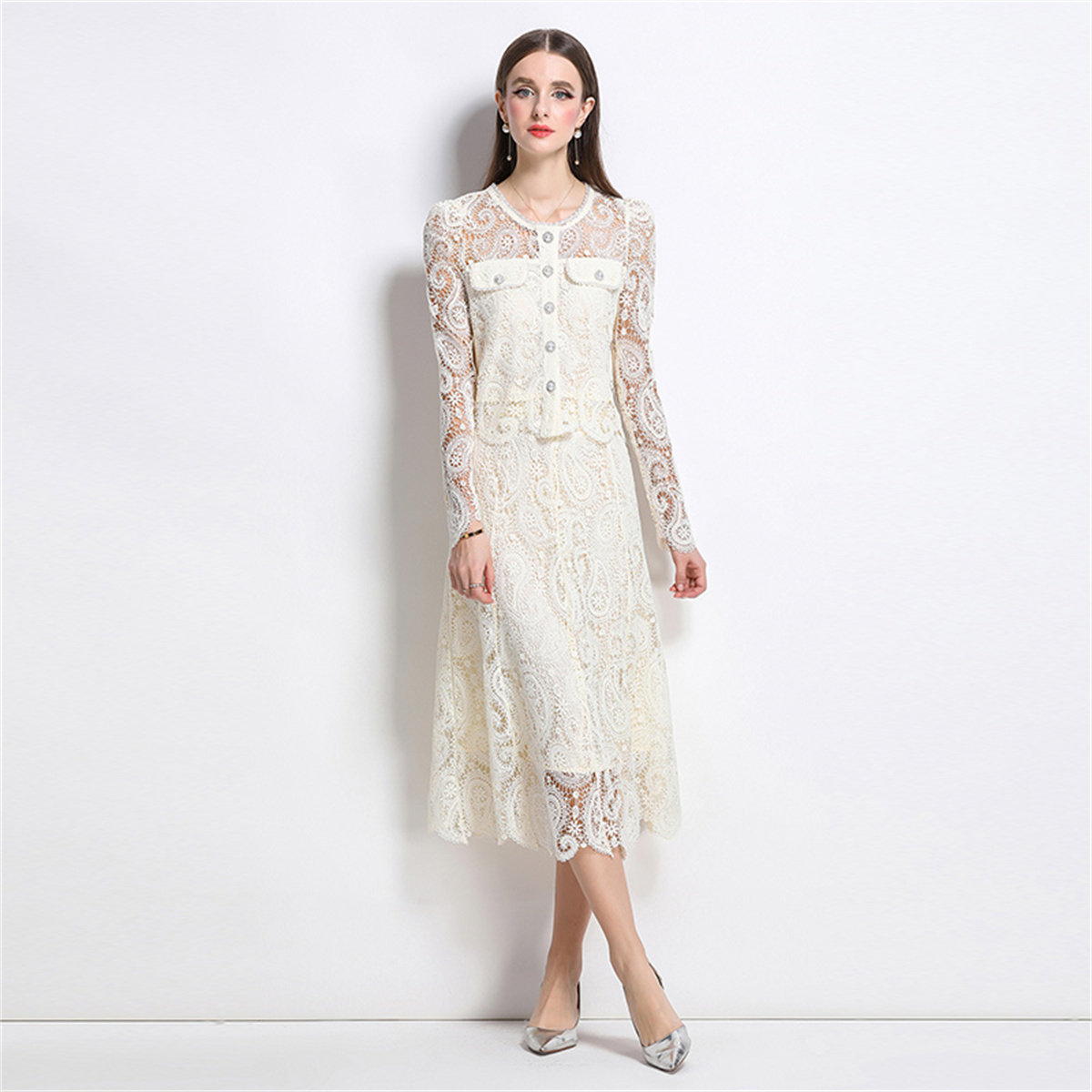 Spring Sweet Lace Flower Embro - مراجعة Midi Skirt Floral وسعره