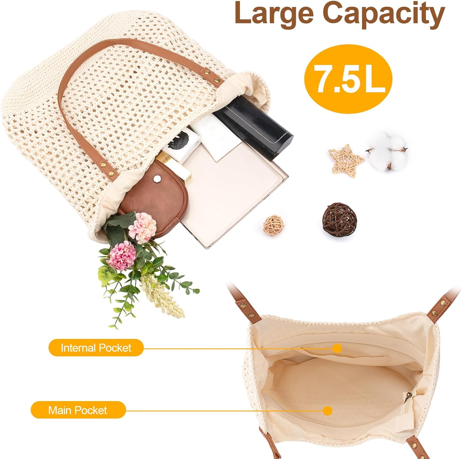 Crochet Beach Bag Purse, Boho  - مراجعة Tote Bag Beach وسعره