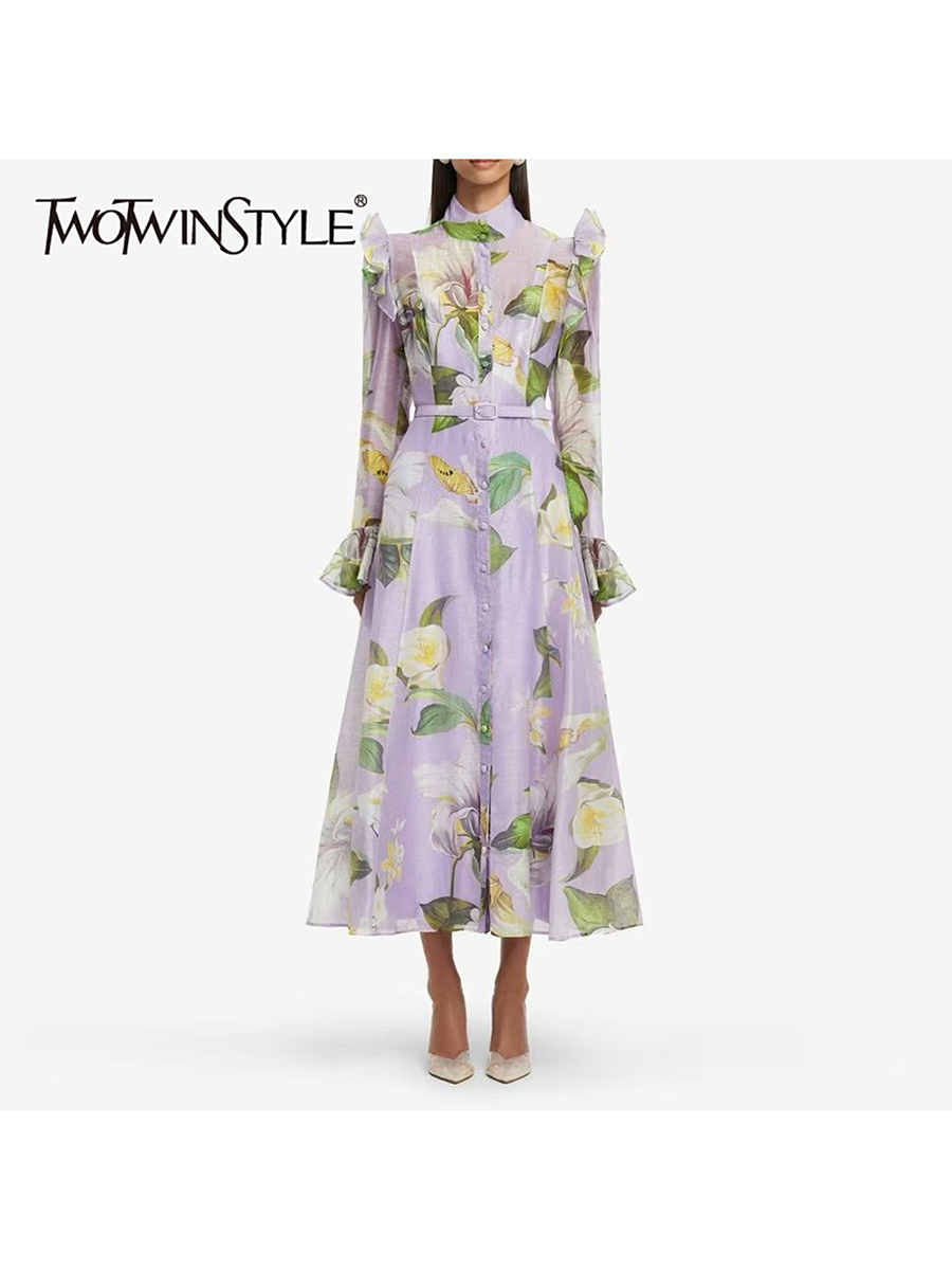 TWOTWINSTYLE Printing Spliced  - مراجعة Linen Dress Wrap وسعره