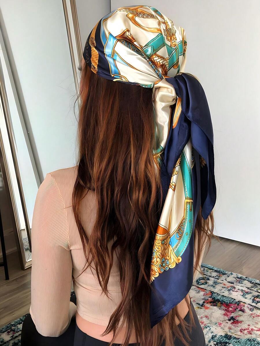1pc Women's Satin Square Silk  - مراجعة Headband Summer Knit وسعره