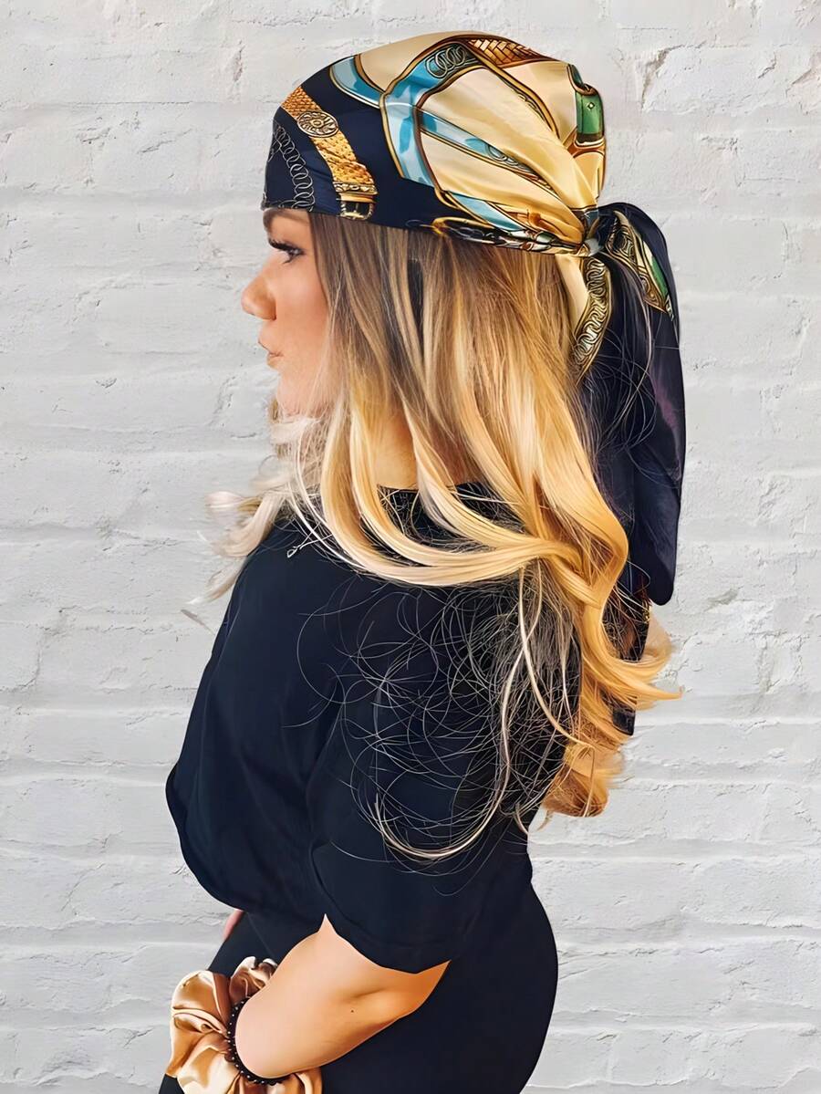 1pc Women's Satin Square Silk  - مراجعة Headband Summer Knit وسعره