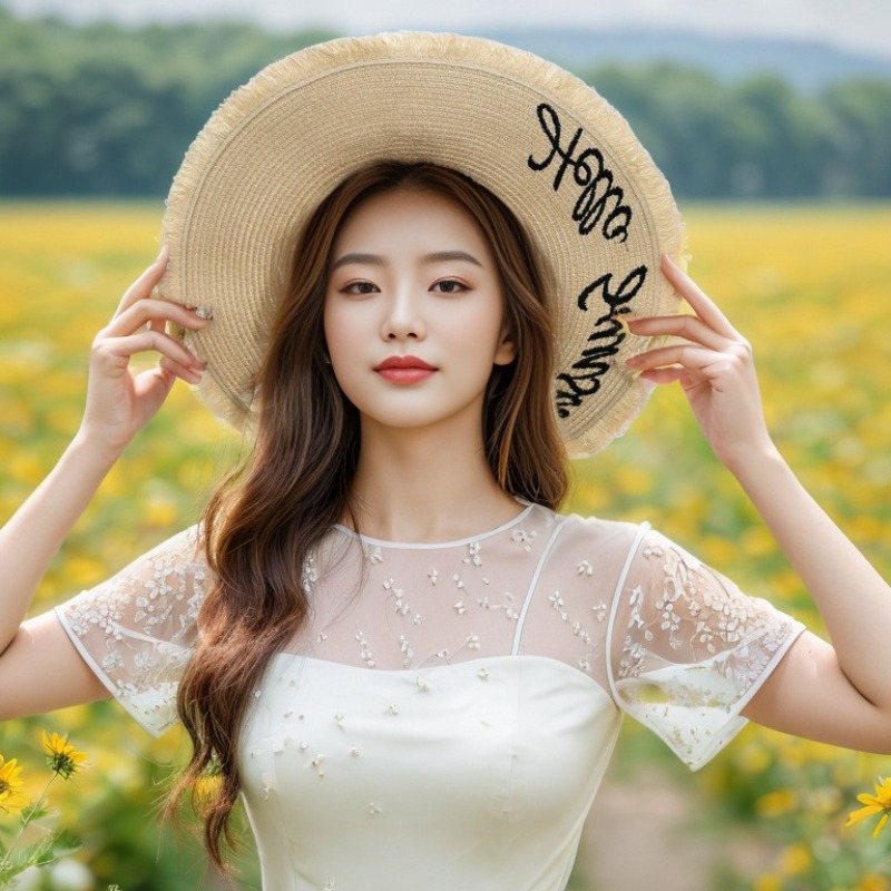 1pc Summer Floppy Beach Hats f - مراجعة Hat Floppy Wide وسعره