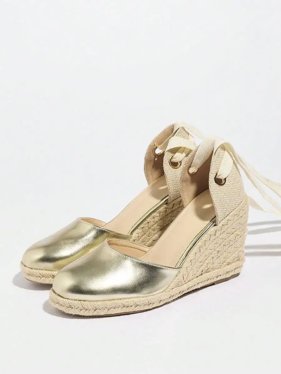 Metallic Cap Toe Espadrille We - مراجعة Wedge Espadrille Women وسعره