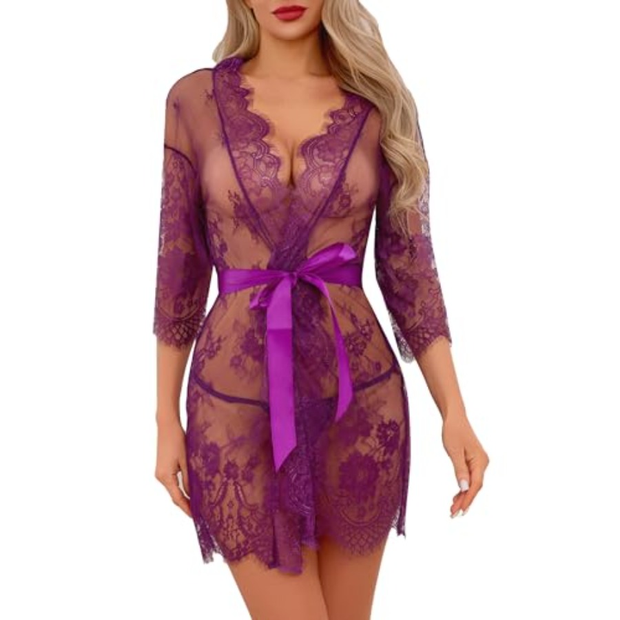 Narcisse Women's Floral Lace K - مراجعة Kimono Sheer Floral وسعره