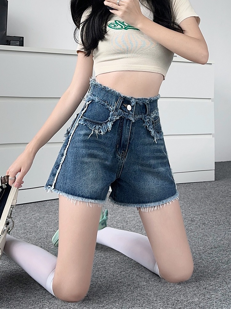 High Waist Frayed Hem Denim Sh - مراجعة Shorts Denim Frayed وسعره