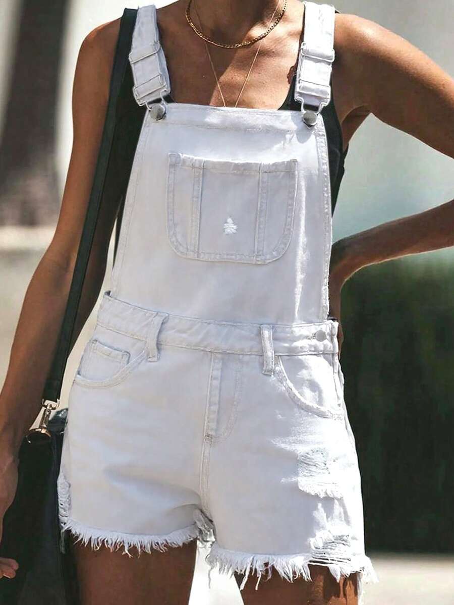 Womens White Distressed Denim  - مراجعة Shorts Denim Frayed وسعره